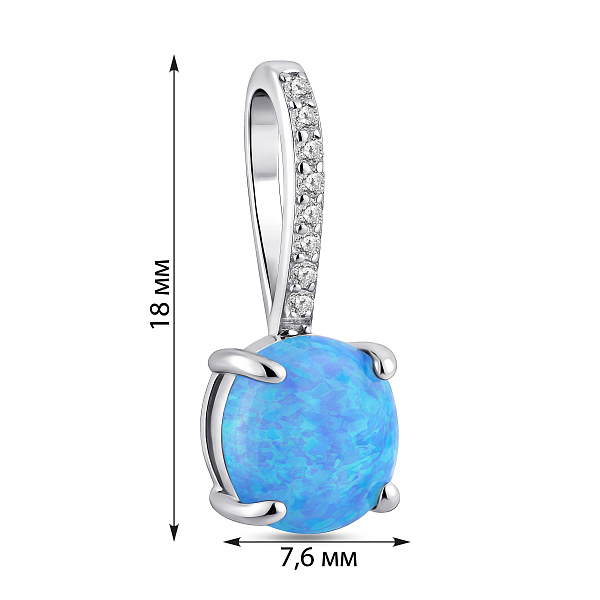 Серебряная подвеска с опалом и фианитами (арт. 7503/4589Пос) – изображение 2