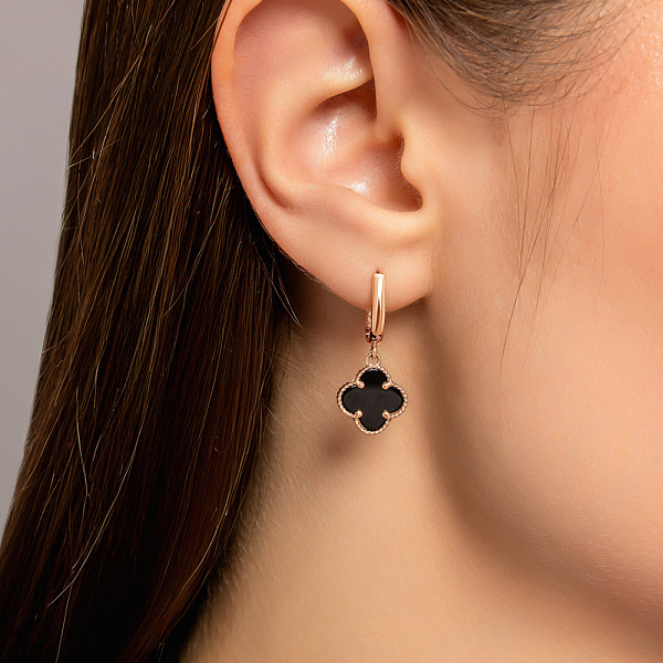 Золотые серьги с ониксом (арт. 104189/10о) – изображение 2