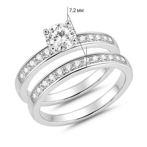 Серебряное двойное кольцо с фианитами (арт. 7501/8623) – изображение 5