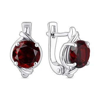 Срібні сережки з гранатом (арт. 7502/2193739Г)