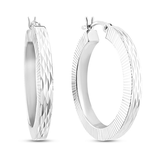 Серьги-кольца из белого золота (арт. 1091735/25б) – изображение 1