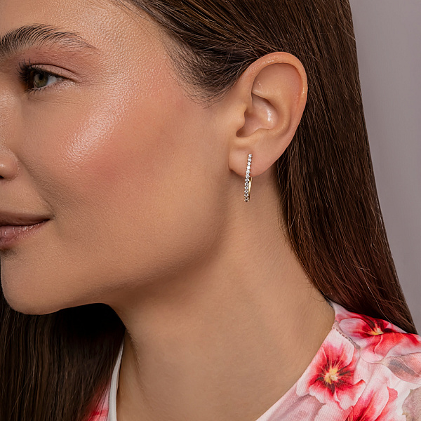 Золоті сережки з доріжкою з фіанітів (арт. 110079ж) – зображення 3