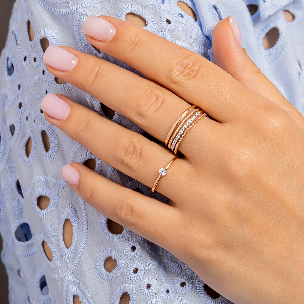 Каблучка з червоного золота з фіанітами (арт. 140758) – зображення 2