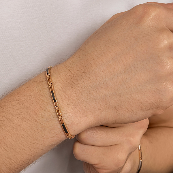 Тонкий мужской браслет из золота с ониксом (арт. 325582о) – изображение 2