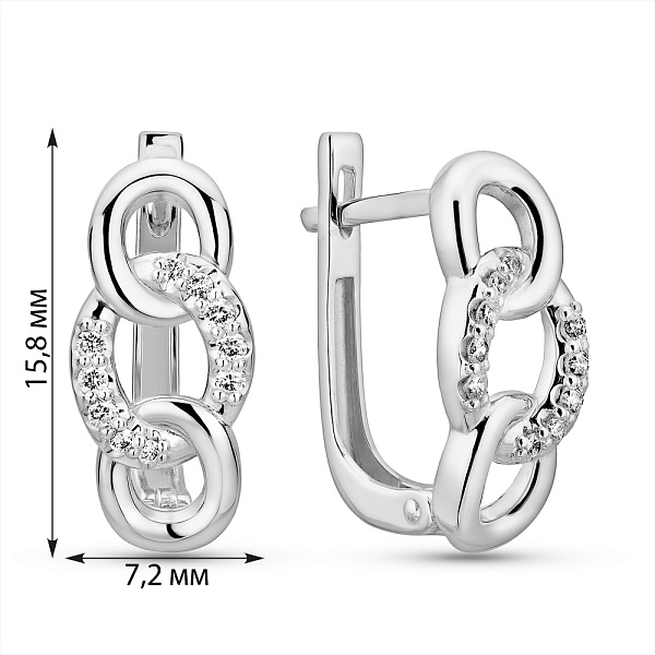 Сережки з білого золота з діамантами (арт. С011263010б) – зображення 4