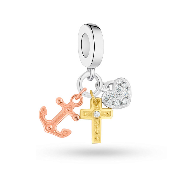 Серебряный шарм-подвес с желтым и красным родированием (арт. 7903/3358бжк) – изображение 1