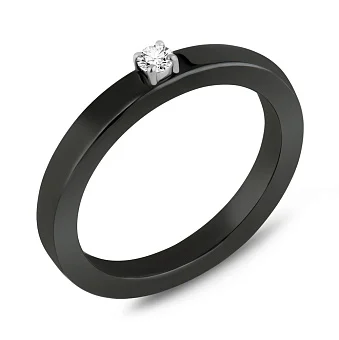 Каблучка з кераміки і золота з діамантами (арт. К011768005бч)