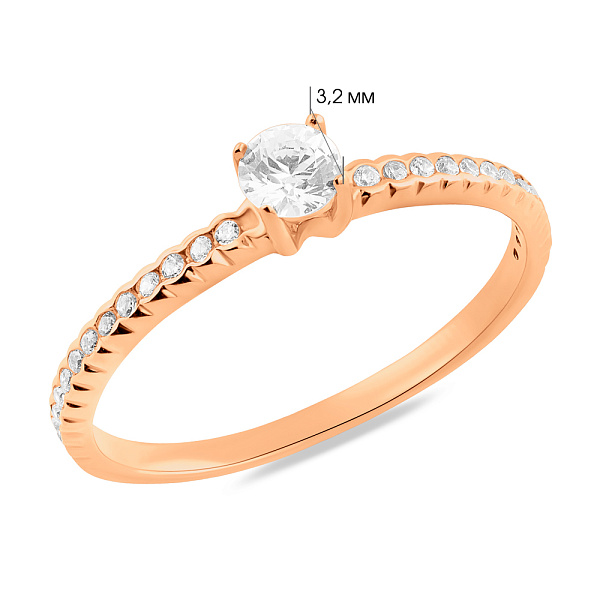 Помолвочное кольцо из красного золота с фианитами (арт. 1191563101) – изображение 2