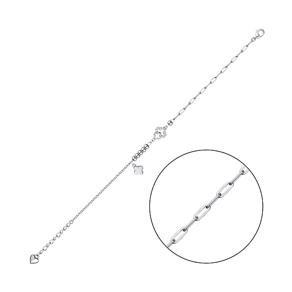 Браслет серебряный Клевер с фианитами (арт. 7509/4117) – изображение 1