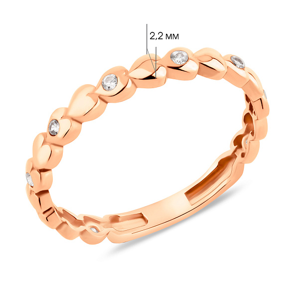 Кольцо из красного золота с фианитами (арт. 155611) – изображение 6