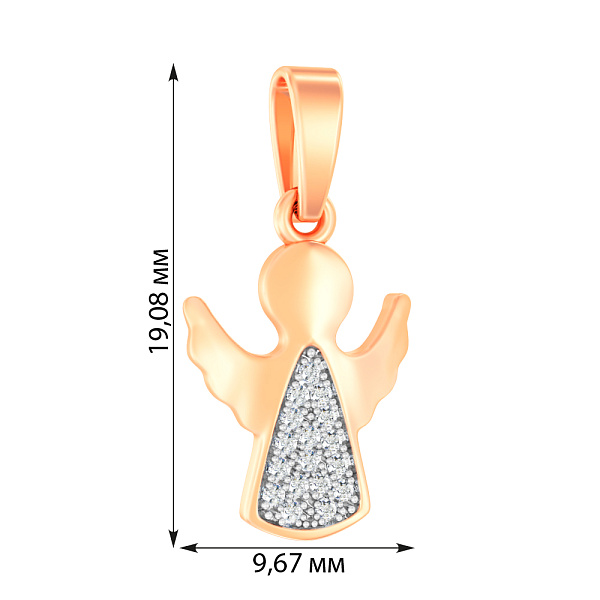Золотий підвіс Янгол з фіанітами (арт. 440658) – зображення 2