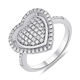Срібна каблучка Серце з фіанітами (арт. 05011927)