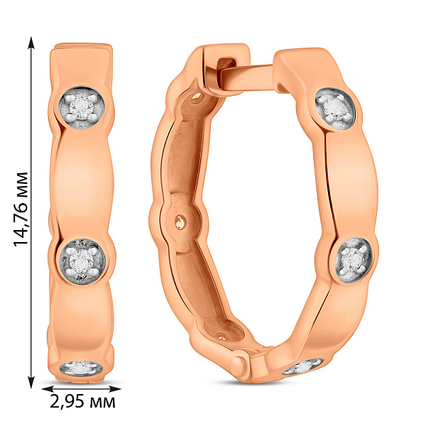 Золотые серьги-кольца с фианитами (арт. 111147) – изображение 2