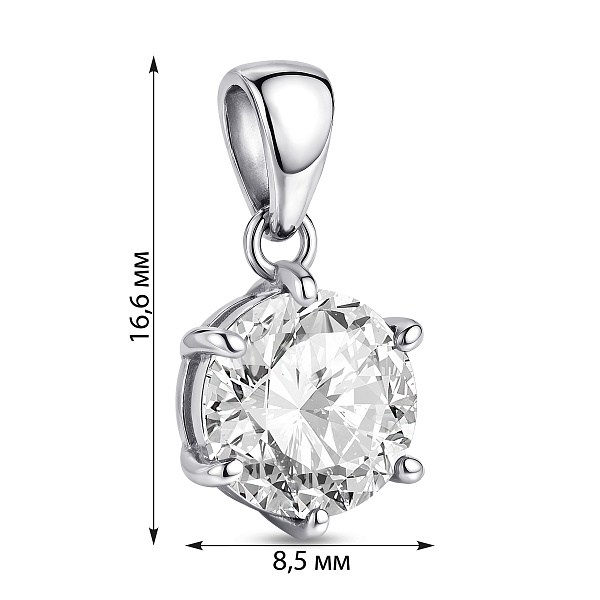 Серебряный кулон с крупным фианитом (арт. 7503/1690-2П) – изображение 2