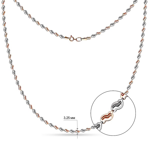 Колье золотое в красном и белом цвете металла (арт. 350408) – изображение 3