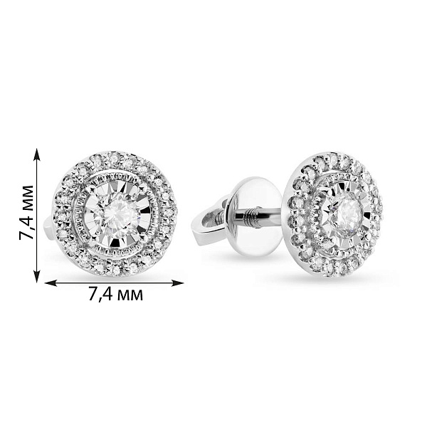 Сережки-гвоздики из белого золота с бриллиантами (арт. Т011244030б) – изображение 2