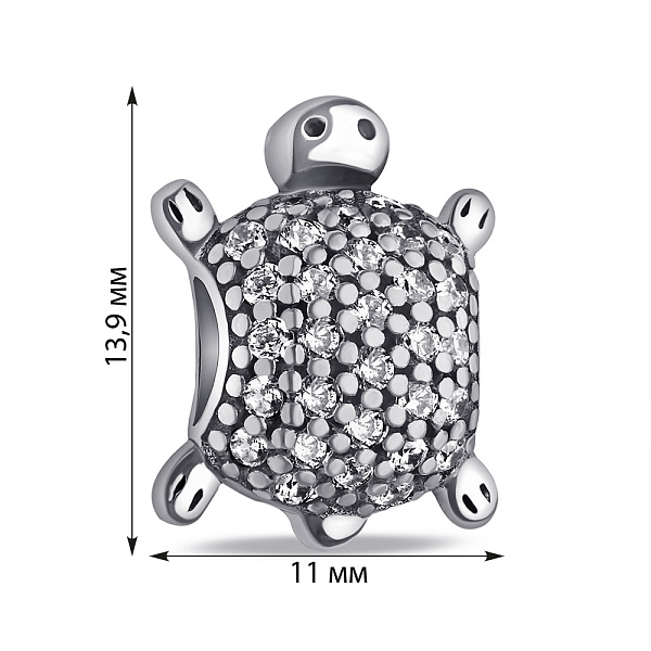 Серебряный шарм Черепашка с фианитами  (арт. 7903/П5Ф/743) – изображение 2