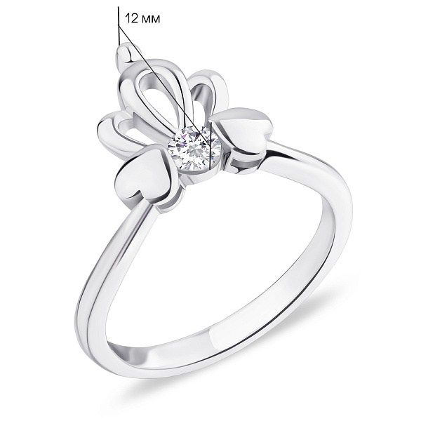 Кольцо из серебра «Корона» с фианитом (арт. 7501/5173) – изображение 2