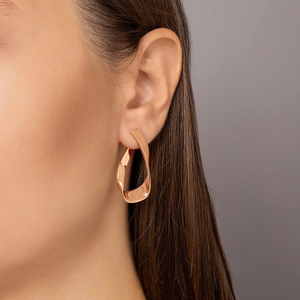 Серьги из красного золота без камней (арт. 101030/30м) – изображение 2