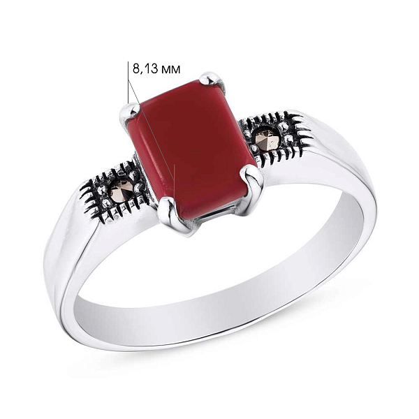 Кольцо из серебра с ониксом и марказитами (арт. 7401/4681мркокр) – изображение 2