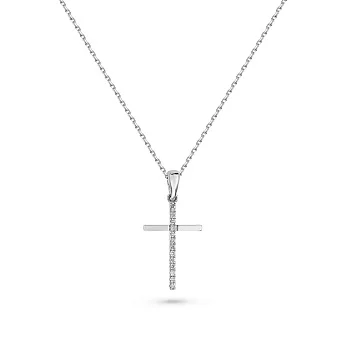 Золоте кольє з хрестиком з діамантами (арт. Ц011279005б)