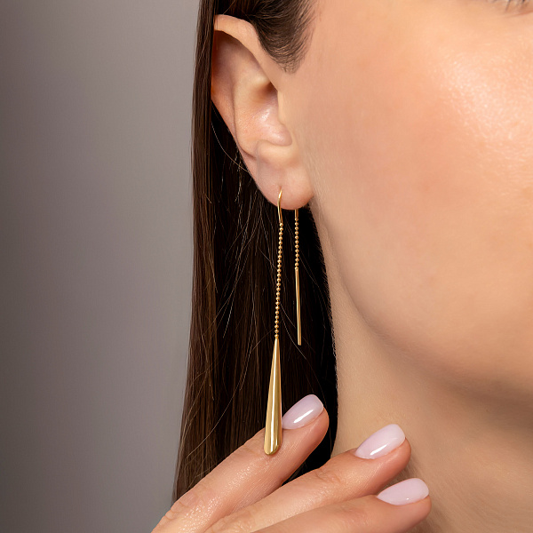 Серьги-протяжки из желтого золота (арт. 103455/7ж) – изображение 3