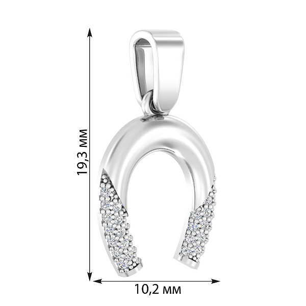 Підвіска з білого золота Підкова з фіанітами (арт. 440366б) – зображення 2