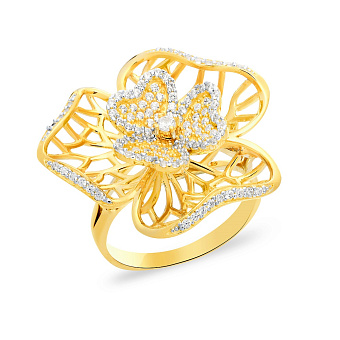 Золотое кольцо «Цветок» с фианитами (арт. 140660ж)