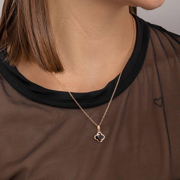 Золотий кулон Конюшина з емаллю (арт. 130849Деч) – зображення 2