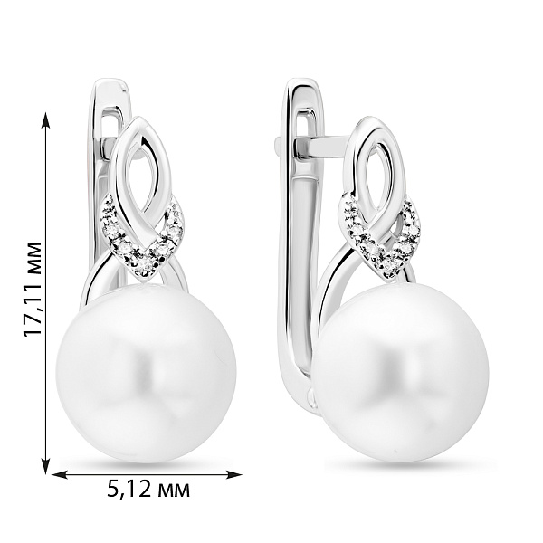 Серьги из золота с жемчугом и бриллиантами (арт. С011107б) – изображение 2