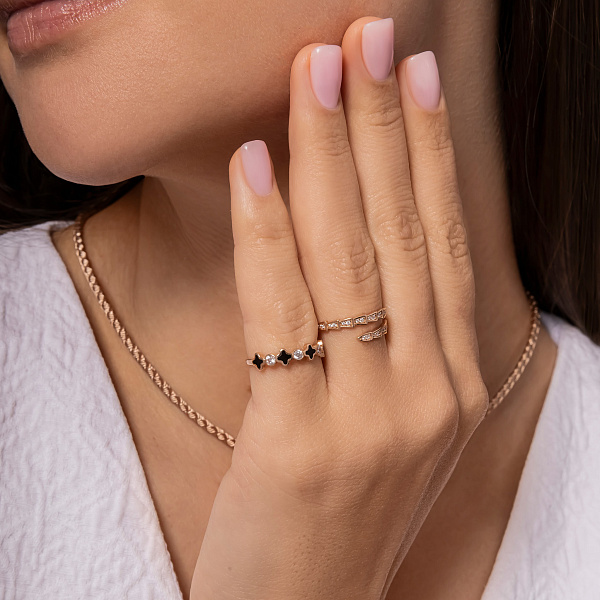 Золотое кольцо Змея с фианитами (арт. 141383) – изображение 3