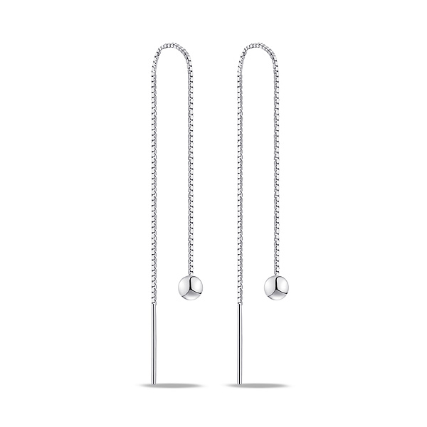 Довгі срібні сережки-протяжки Куля (арт. 7502/4980) – зображення 1