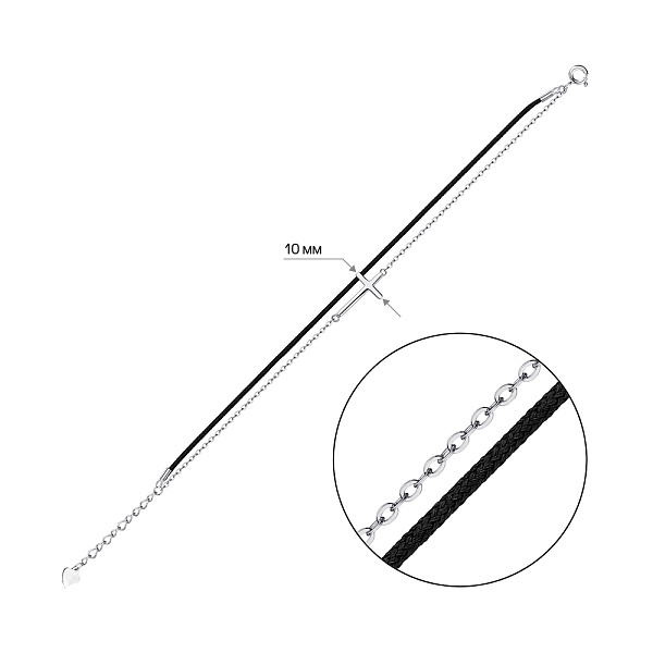 Браслет из серебра и шелковой нити (арт. 7309/2409ч) – изображение 2