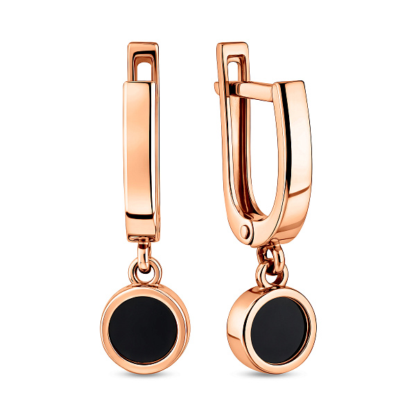 Сережки-підвіски Лýна з червоного золота з емаллю (арт. 111086ч) – зображення 1