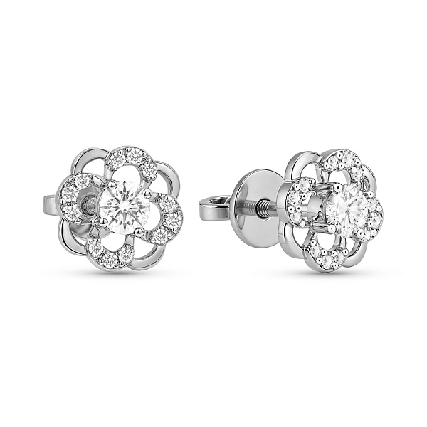 Пусеты из белого золота с бриллиантами (арт. Т011086020б) – изображение 1