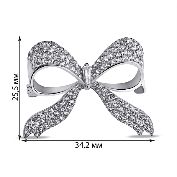 Серебряная брошь Бант с россыпью из фианитов (арт. 7505/218) – изображение 2