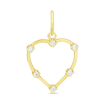Підвіска Серце з жовтого золота з фіанітами (арт. 423554ж)