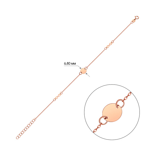 Золотий браслет в червоному кольорі металу (арт. 325415) – зображення 3