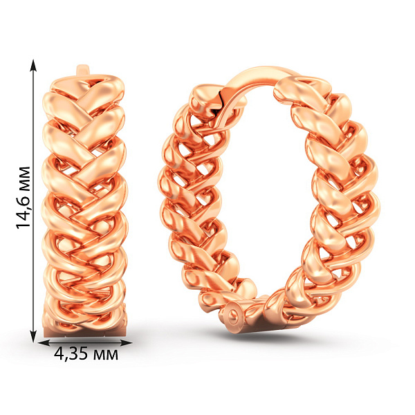 Серьги-кольца из красного золота  (арт. 111299) – изображение 3