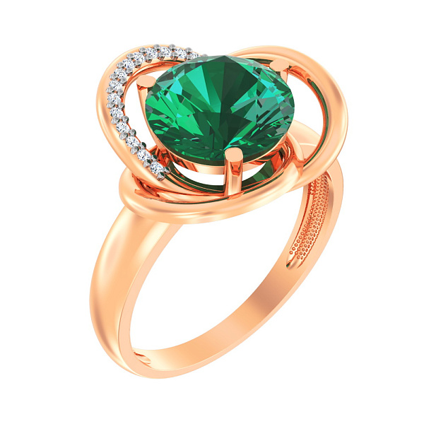 Золотое кольцо с кварцем и фианитами (арт. 140697Псз) – изображение 1