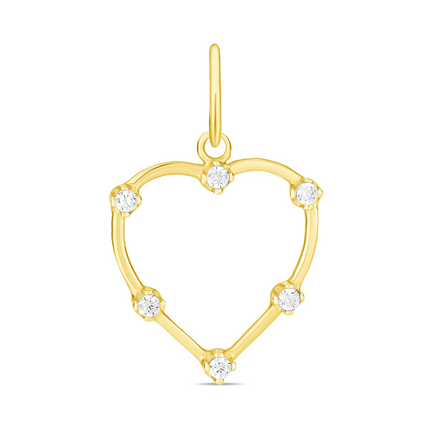 Підвіска Серце з жовтого золота з фіанітами (арт. 423554ж) – зображення 1