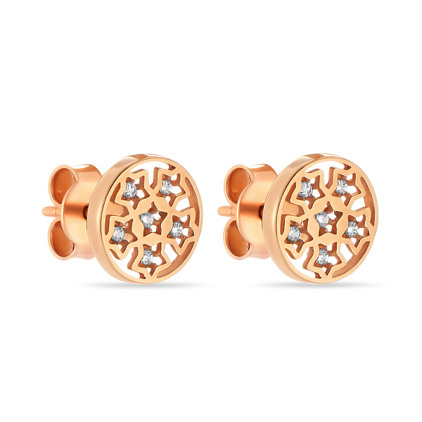 Сережки-пусети з червоного золота з фіанітами (арт. 105662) – зображення 1
