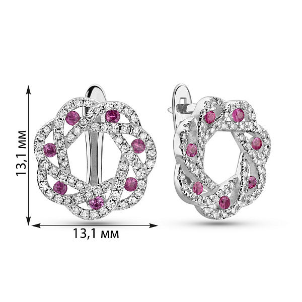 Золоті сережки з рубінами та діамантами (арт. 2190380202р) – зображення 4