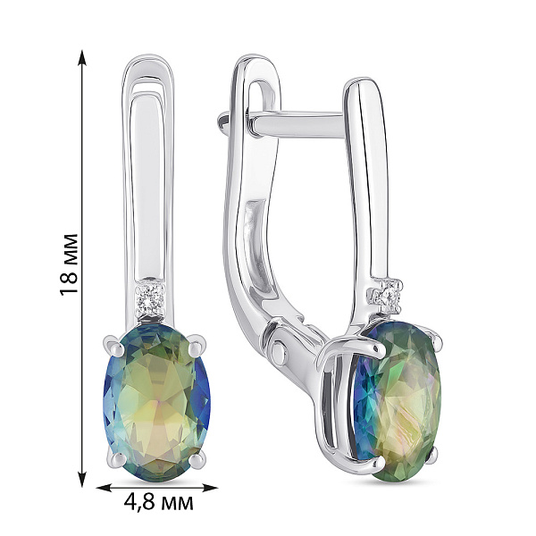 Серебряные серьги с топазом и фианитами (арт. 7502/2190301Пмст) – изображение 2