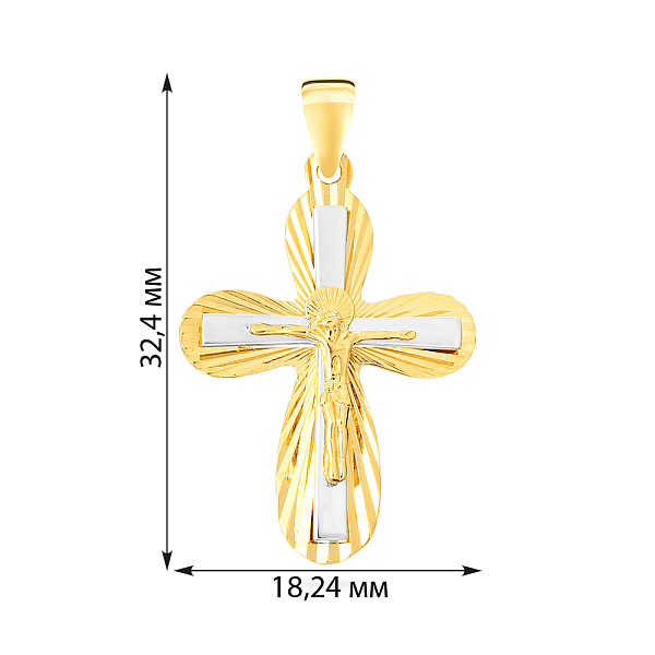 Крестик из желтого и белого золота (арт. 503822жб) – изображение 2