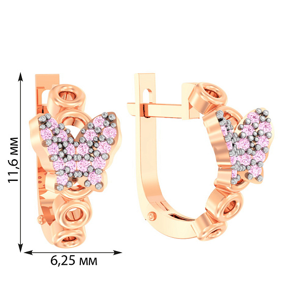 Детские золотые серьги «Бабочки» с фианитами (арт. 110480р) – изображение 2
