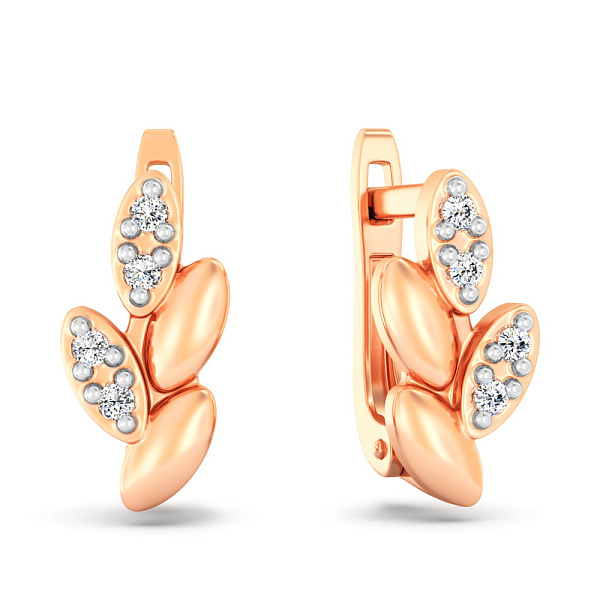 Золотые серьги с фианитами (арт. 1101088) – изображение 1