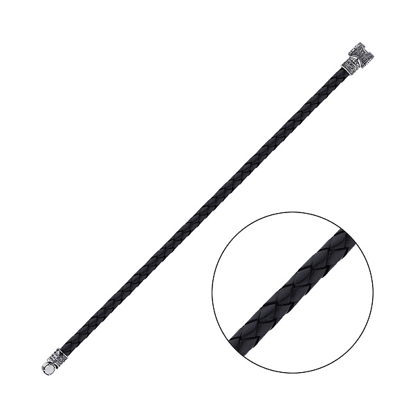 Браслет из кожи с серебряным замком (арт. 7609/А151брю) – изображение 1