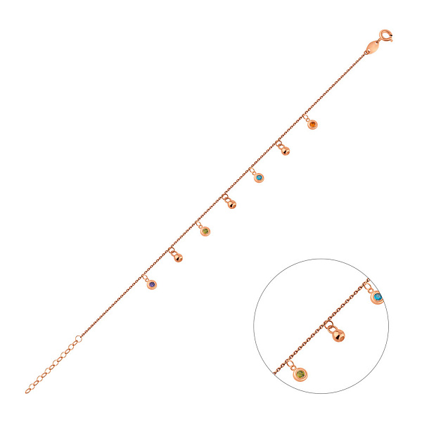 Золотой браслет с подвесками с цветными фианитами (арт. 326390цв) – изображение 1