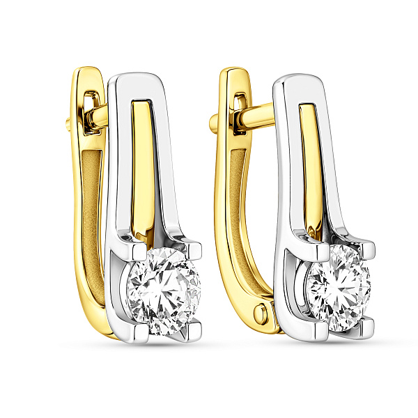 Серьги из желтого золота с фианитом (арт. 116900ж) – изображение 1